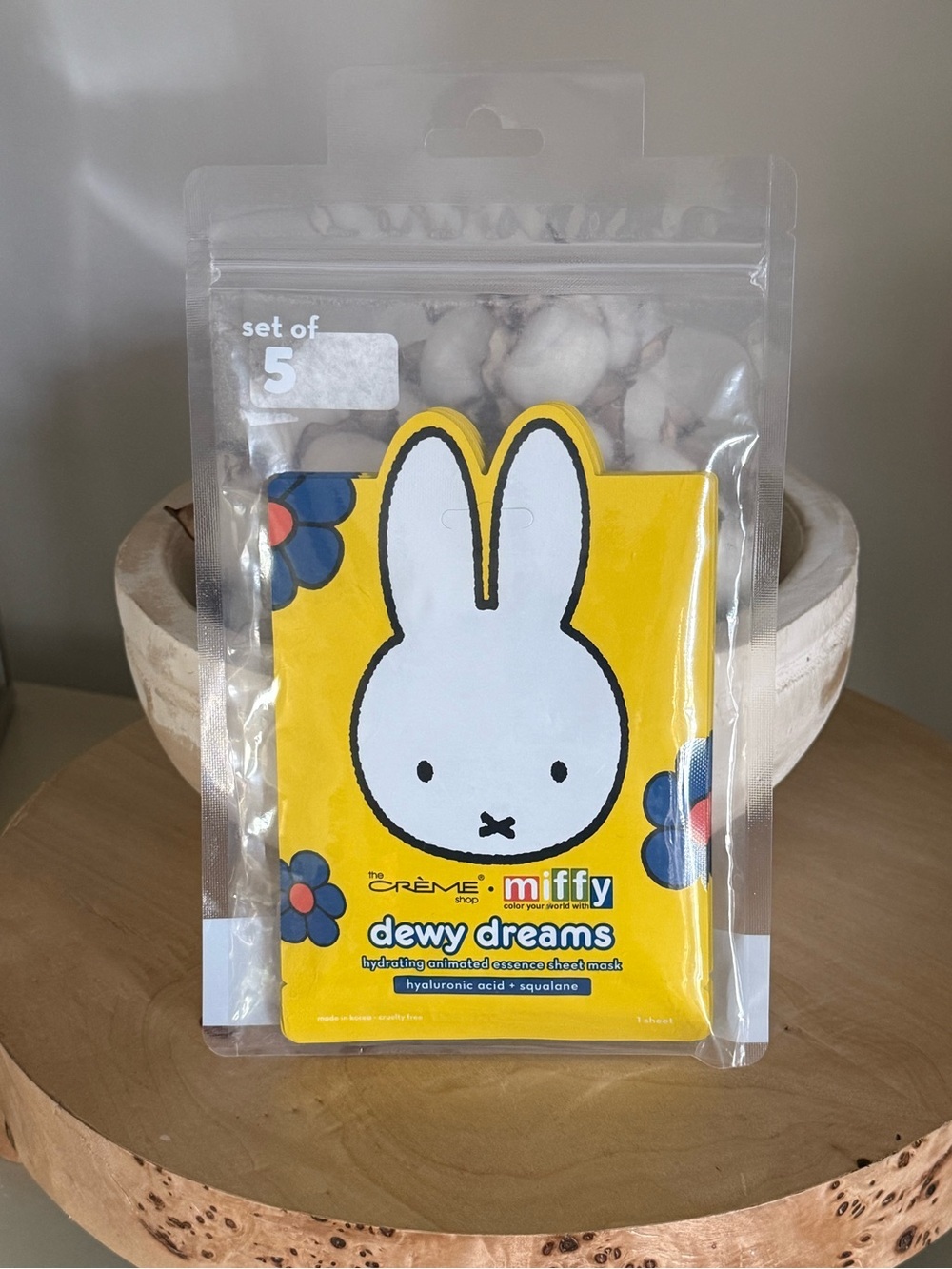 Creme Shop Miffy "Dewy Dreams" Hydrating Sheet Mask - Bright Yellow - 5 pack